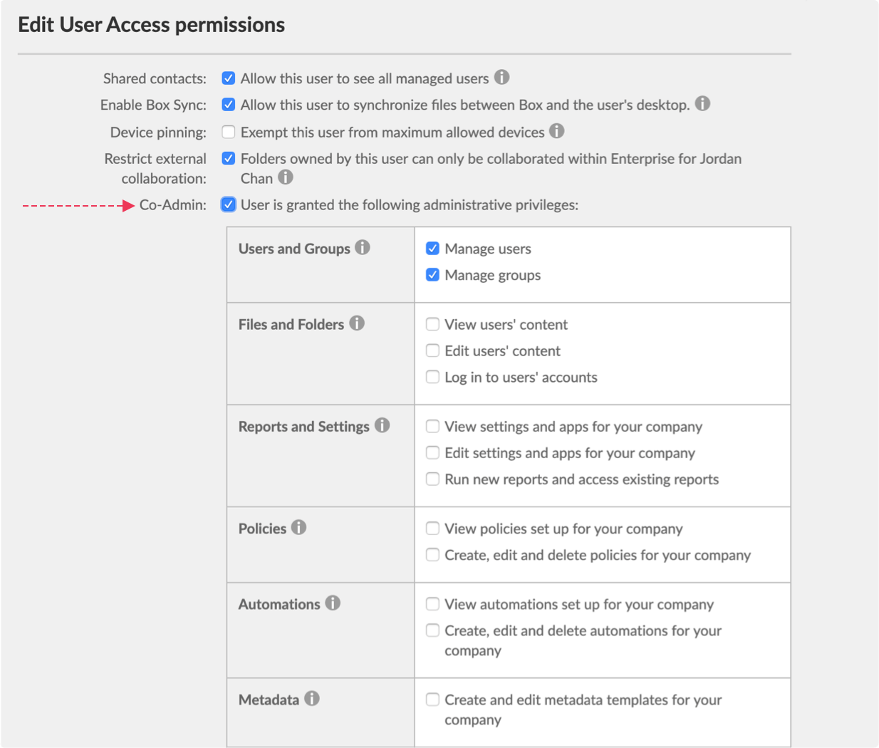Before — role and access permissions buried in settings