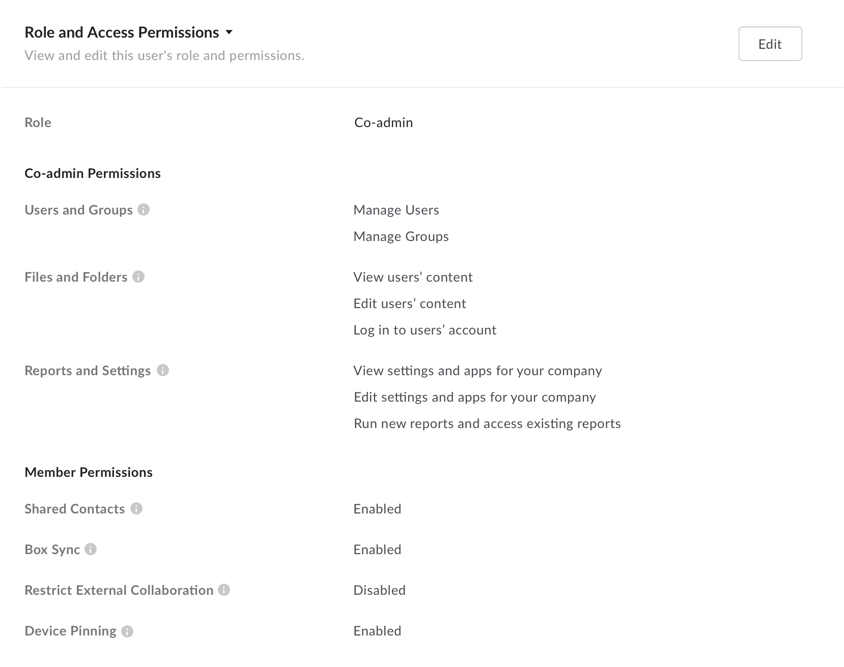 After — role and permissions under clear headers