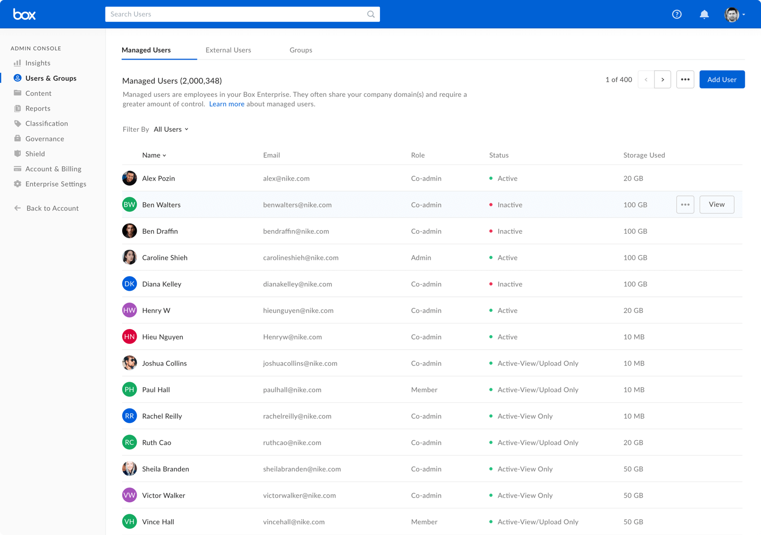 After — the redesigned users dashboard