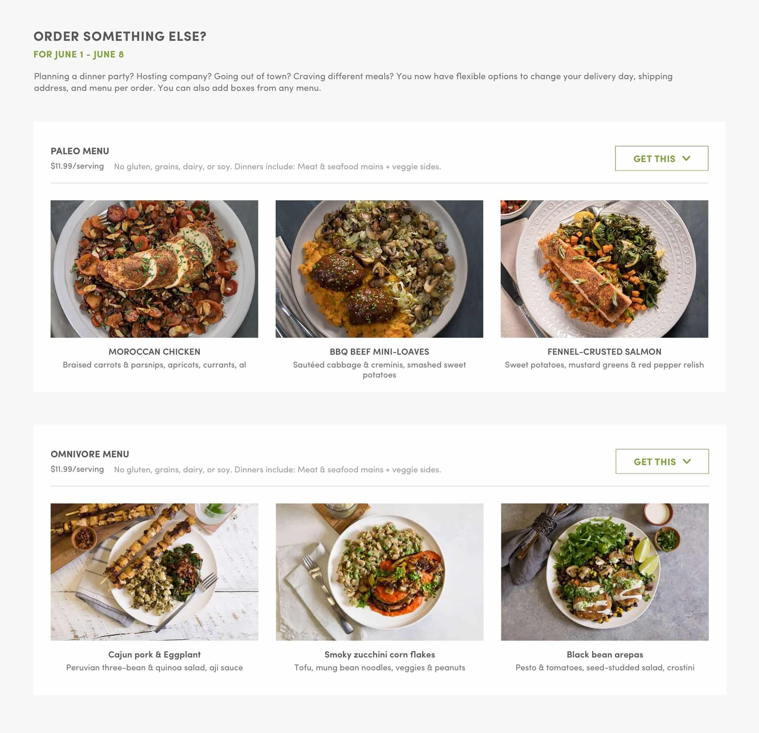 Order something else — meal-plan discovery