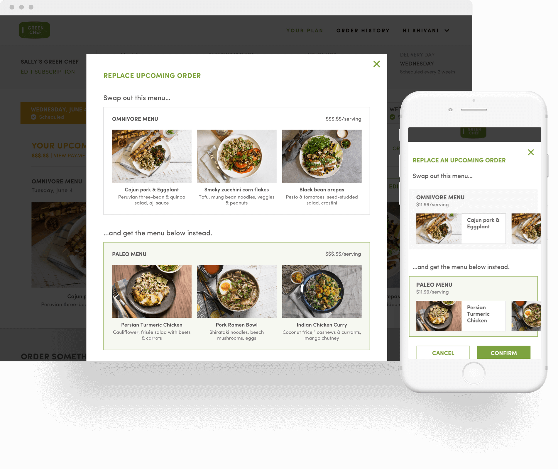 Mobile — order something else