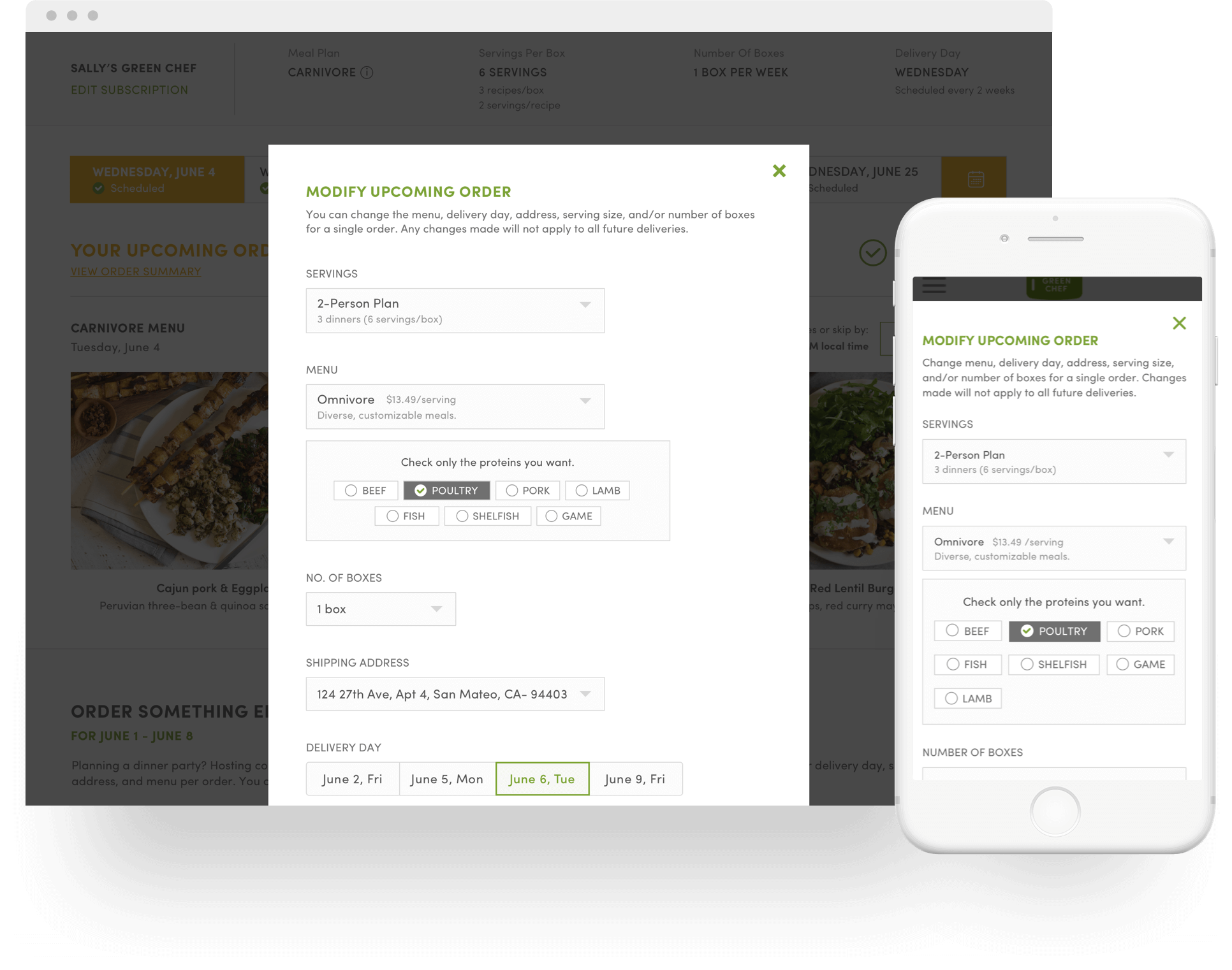 Mobile — modify order