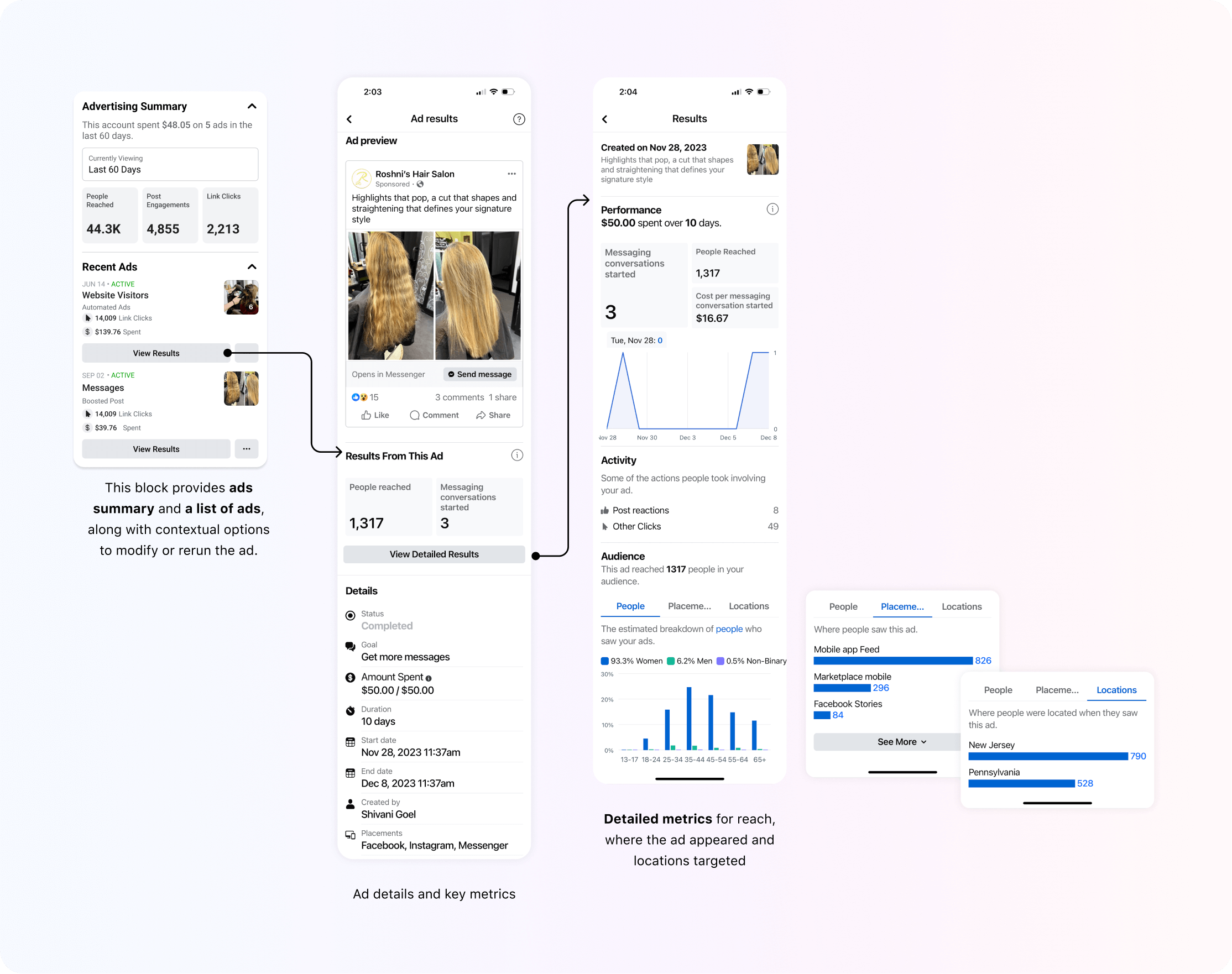 Ad insights as provided by the platform blocks